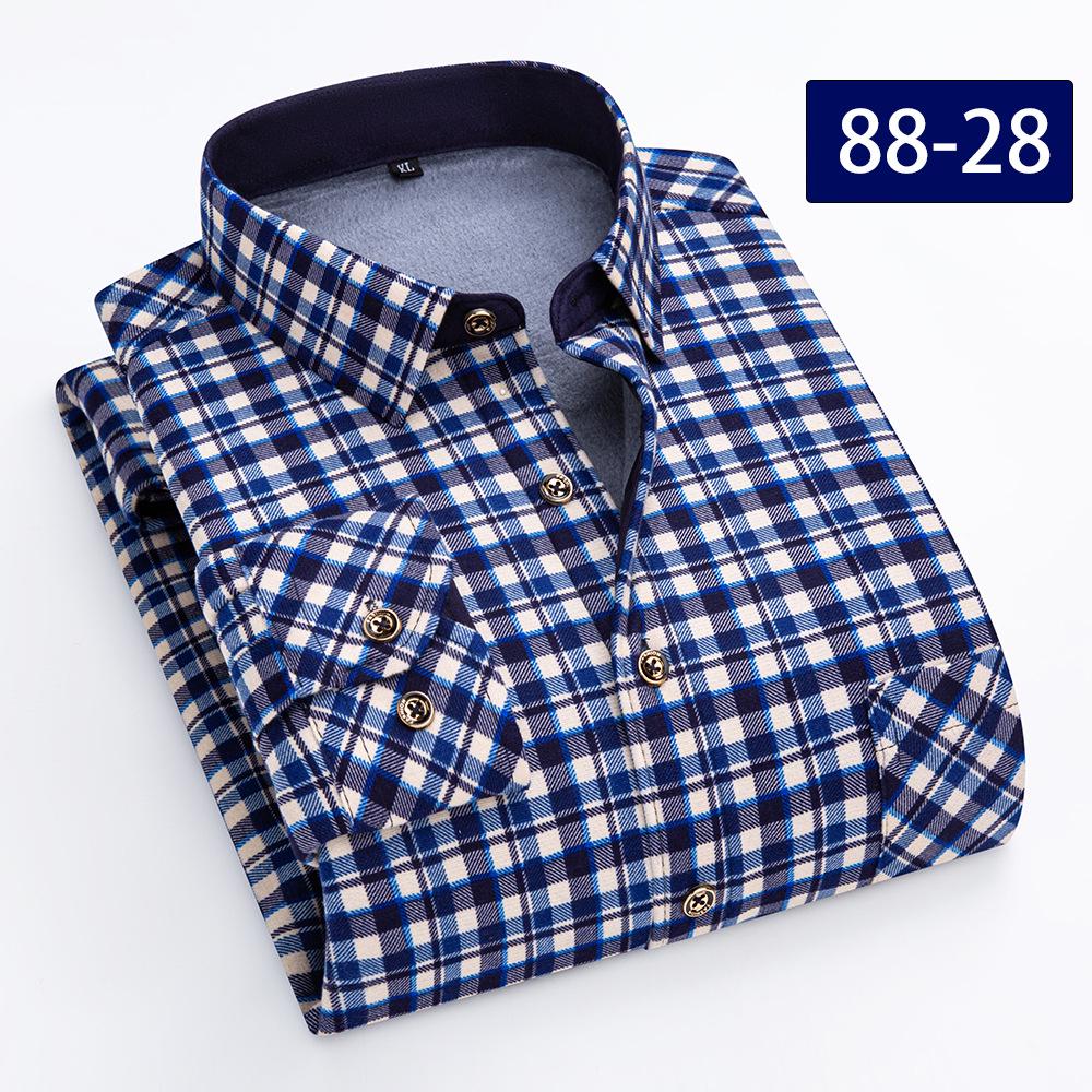 Camicia a quadri con pile double-face a maniche lunghe da uomo per autunno e inverno