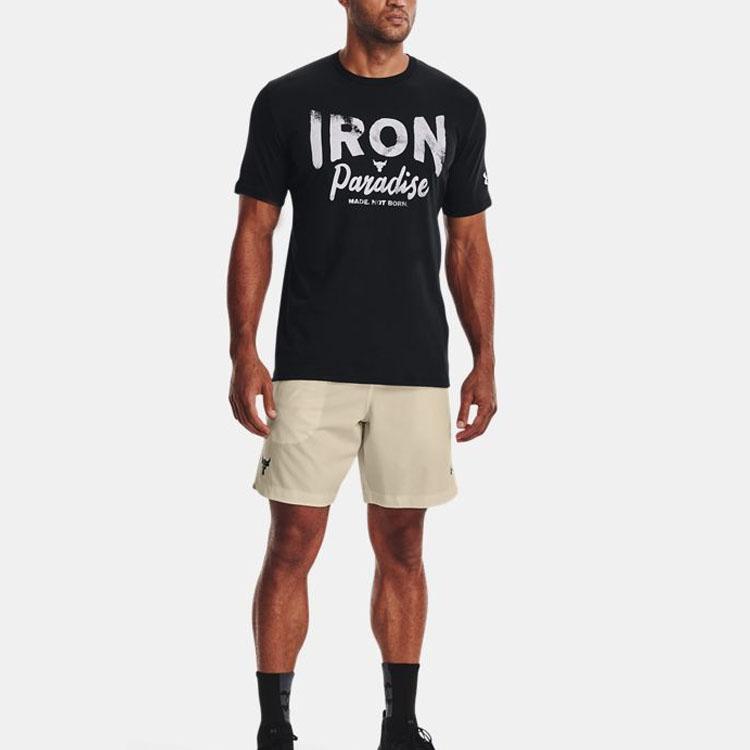Under Armour Johnson Series American Vintage Letter Logo Print Crew Neck Pullover Fitted Short Sleeve Drop Shoulder T-Shirt Men T-Shirts 1370483-001