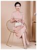 Elegant Light Pink Plus Size Autumn Banquet Gown for the Young Mother of the Groom