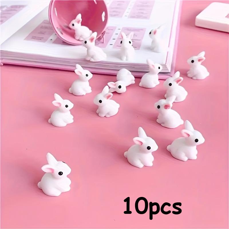 

50pcs/10pcs Miniature Resin Rabbit Figurines - Realistic Mini Bunnies, Collectibles for Dollhouse Diorama, Mini House Decor