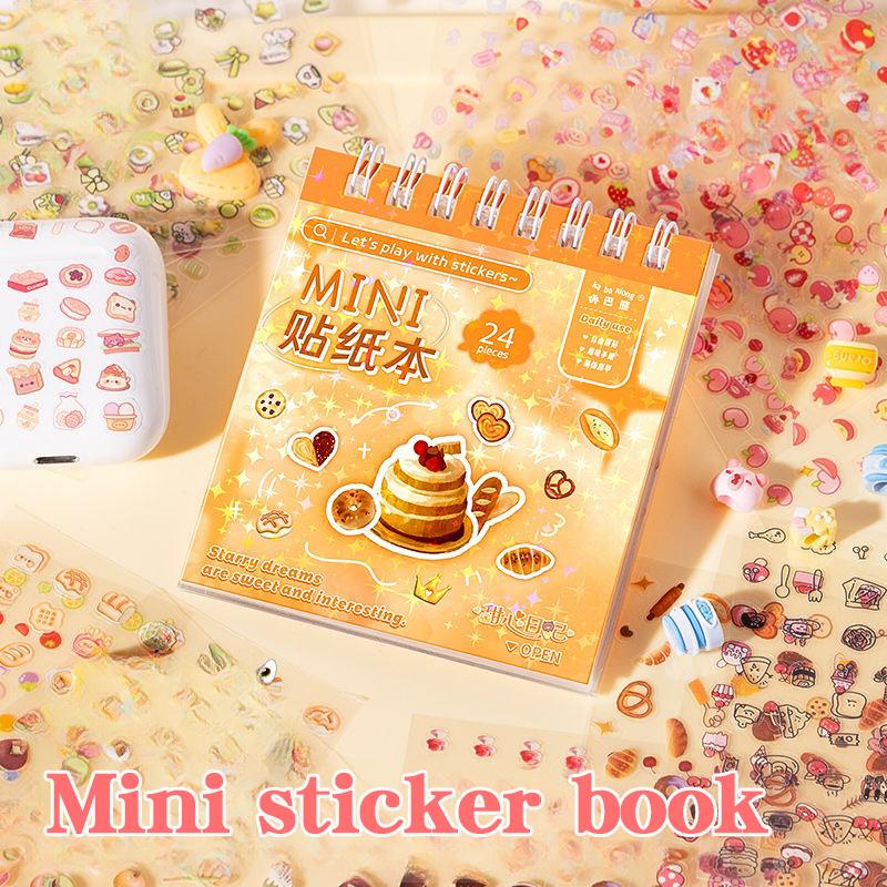 Cartoon Mini Sticker Book Tiny Pet Food Stickers Book Children Girls Nail Sticker Decor Diy Notebook Scrapbook Planner Decals