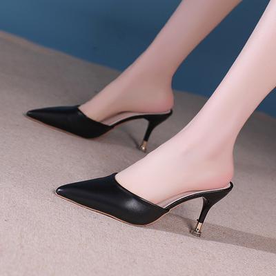 Fashion Fashion Thin Heel Outside Slippers for Women 2024 New Hot Sale Summer High Heel Ladies Shoes Baotou Rubber Pu Women's Slippers