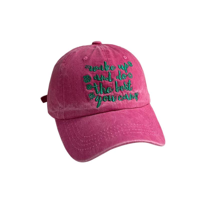 Stylish Ins Pink Embroidered Baseball Cap For Unisex Streetwear In Spring And Summer