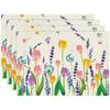 Lavender Tulip Spring Placemats for Dining Table, 30x45cm Summer Seasonal Holiday Decoration Rustic Vintage Washable Table Mats