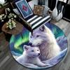 Weißer Wolf Runder Teppich, Teppich für Wohnzimmer Schlafzimmer Sofa Spielzimmer Dekor, Rutschfeste Bodenmatte