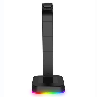 RGB Gaming Headphone Stand Headset Holder Hanger Rack With Charging Port Stable Base for All Over Ear Headphones  Black
