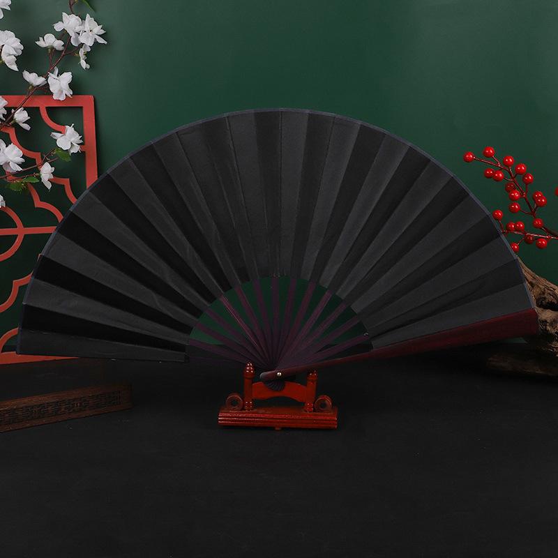 

DIY китайский складной веер ручной шелковой ткани складной веер деревянный бамбук антиквариат складной веер DIY каллиграфия живопись подарок для друзей чёрный