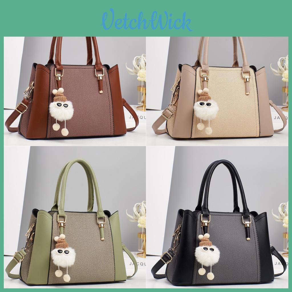 Pu Multilayer Handbag With Contrast Splicing For Daily Casual Use