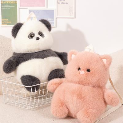 Cute Skin Bean Panda Backpack for Female Students Cartoon Animal Schoolbag Pig Pig Doll Bag Plush