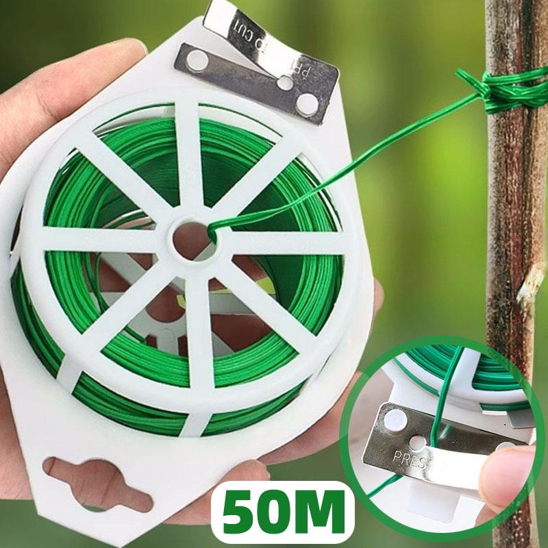 Garden Plants Strapping Iron Wire Garden Plant Tie with Cutter Plant Flower Vine Climbing Support Cable String Garden Wrap Tool