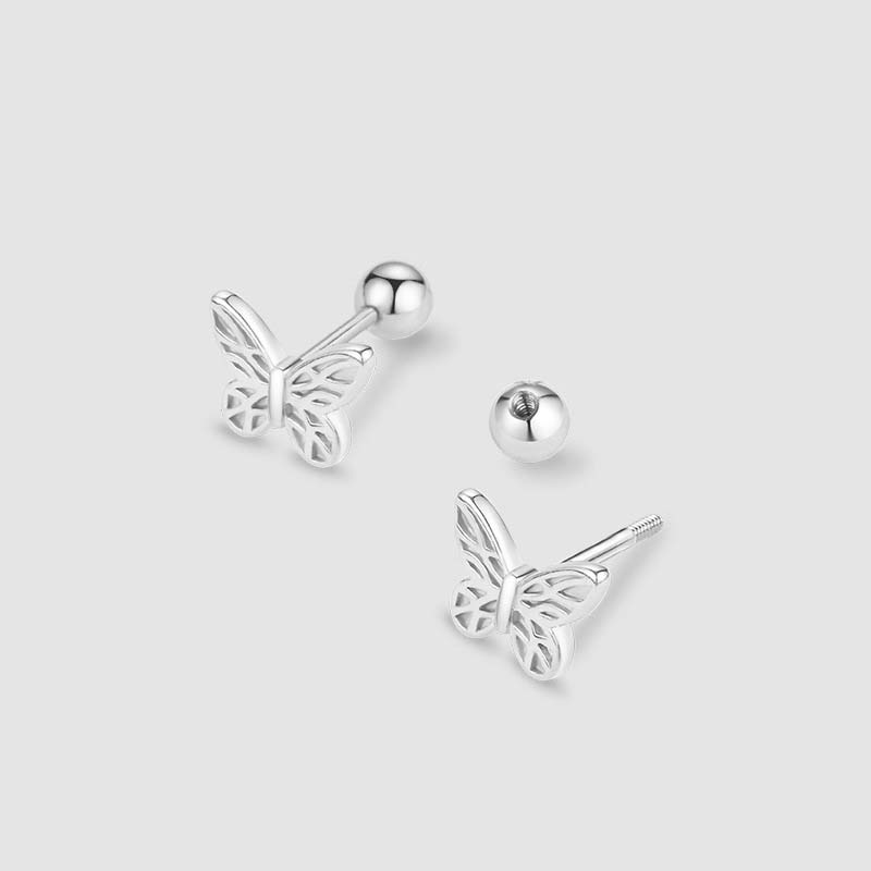 

Fashion Cute Copper Color Butterfly Ball Stud Earrings For Women Girls Simple Design Small Earrings Zircon Accessories Gifts