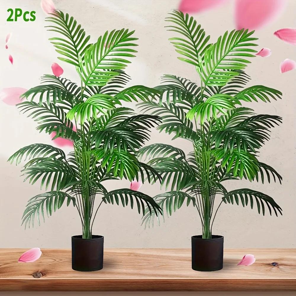 2PCS 24Leaves Areca palm simulation green plants realistic artificial trees suitable for bedroom living room outdoor decoration