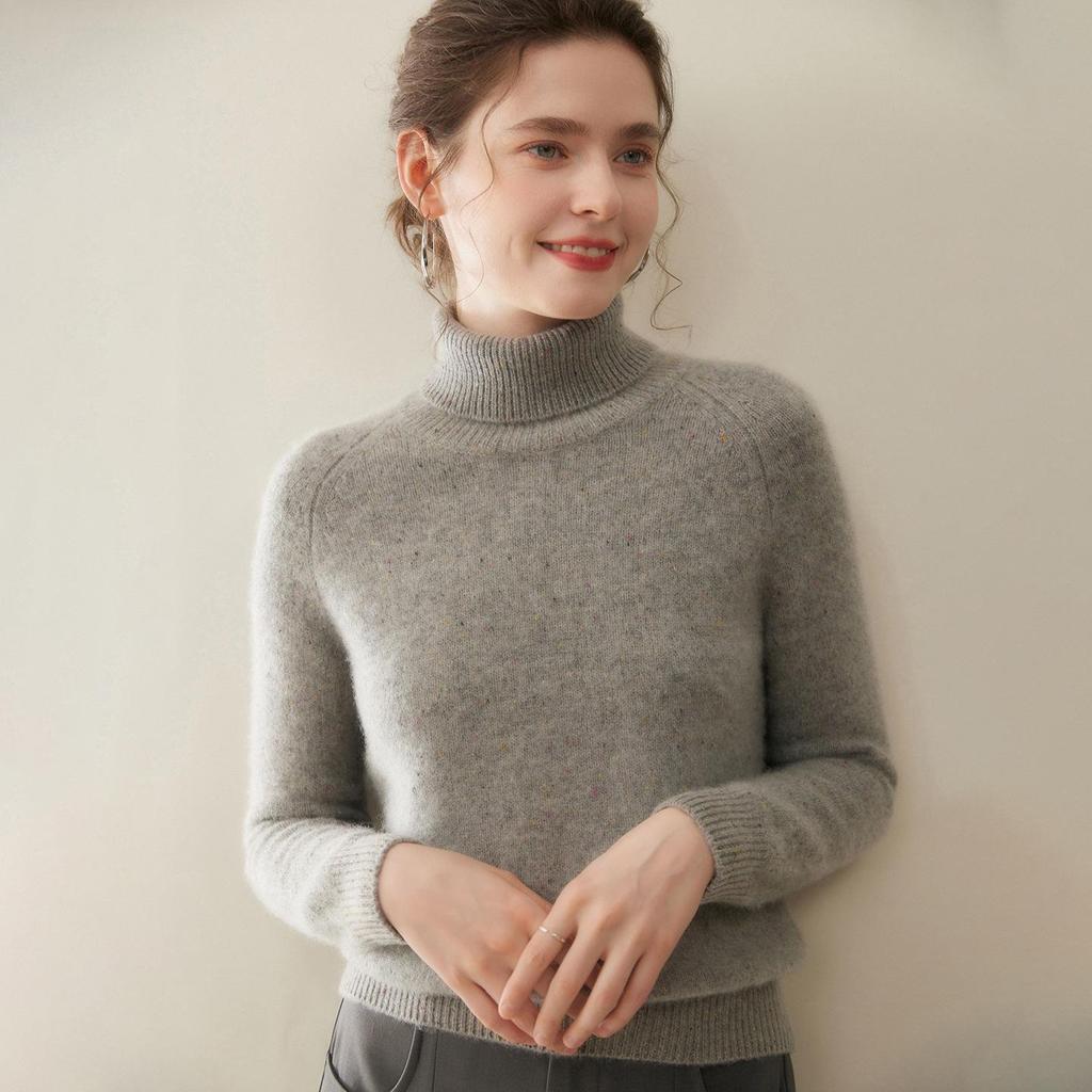 2025 Fall/Winter Women's High Neck Soft Five-Needle Thick Cashmere Sweater Base Layer