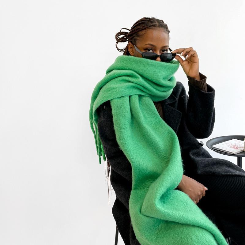 New mohair scarf vacuum packaging women's solid color scarf warm shawl
