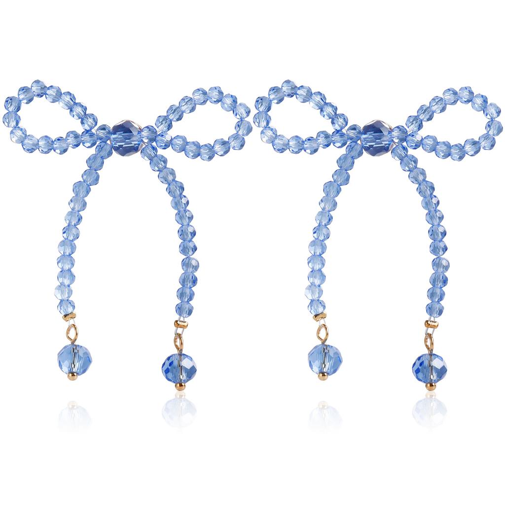 Cross-Border Jewelry, Retro Imitation Pearl Bow Floral Hand-Woven Earrings Internet Celebrities Popular Earrings Women