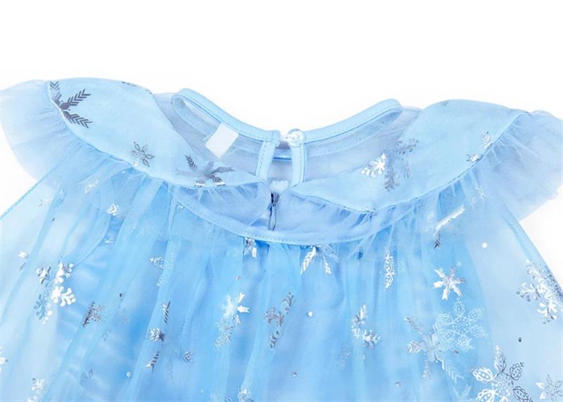 Elsa Princess Dress for Girls - Frozen-Inspired Summer Gown with Gauze Skirt & Cape, Festival Formal Dress with Accessories