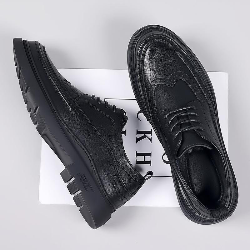 Fashion High Quality Men's Leather Casual Shoes British Style Business Formal Shoes Trendy Men's Brogue Shoes Thick Sole Height Increase