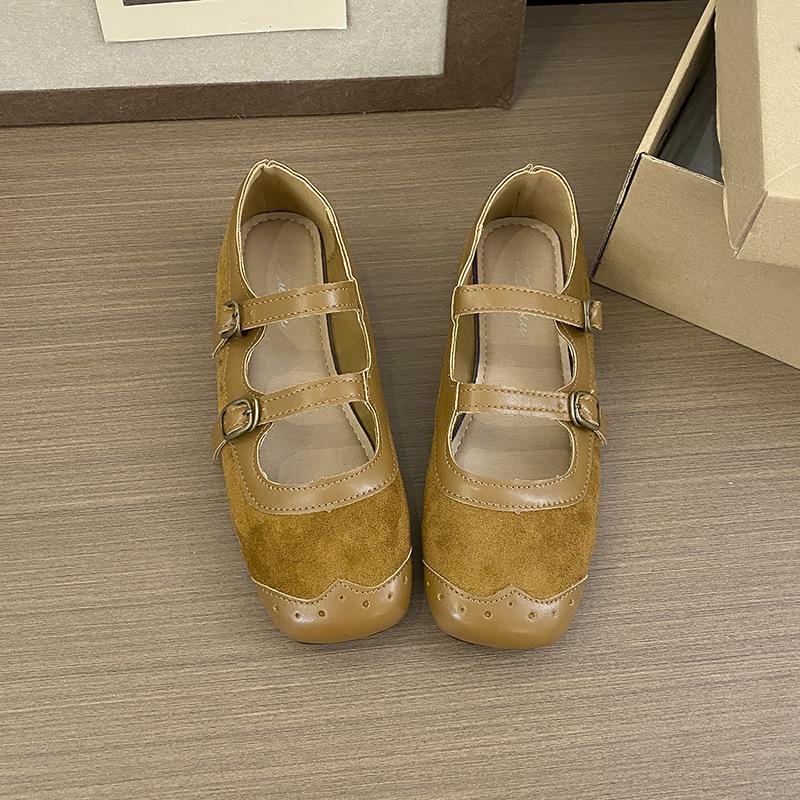 Korean Version of Niche Design Sense Flat Mary Jane Shoes Small Leather Shoes 2025 Autumn and Winter French Retro Double Buckle Single Shoes Women