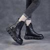 Winter New Warm Velvet Thickened Martin Boots Soft Leather Retro Thick-soled Waterproof Table Large Cotton Boots