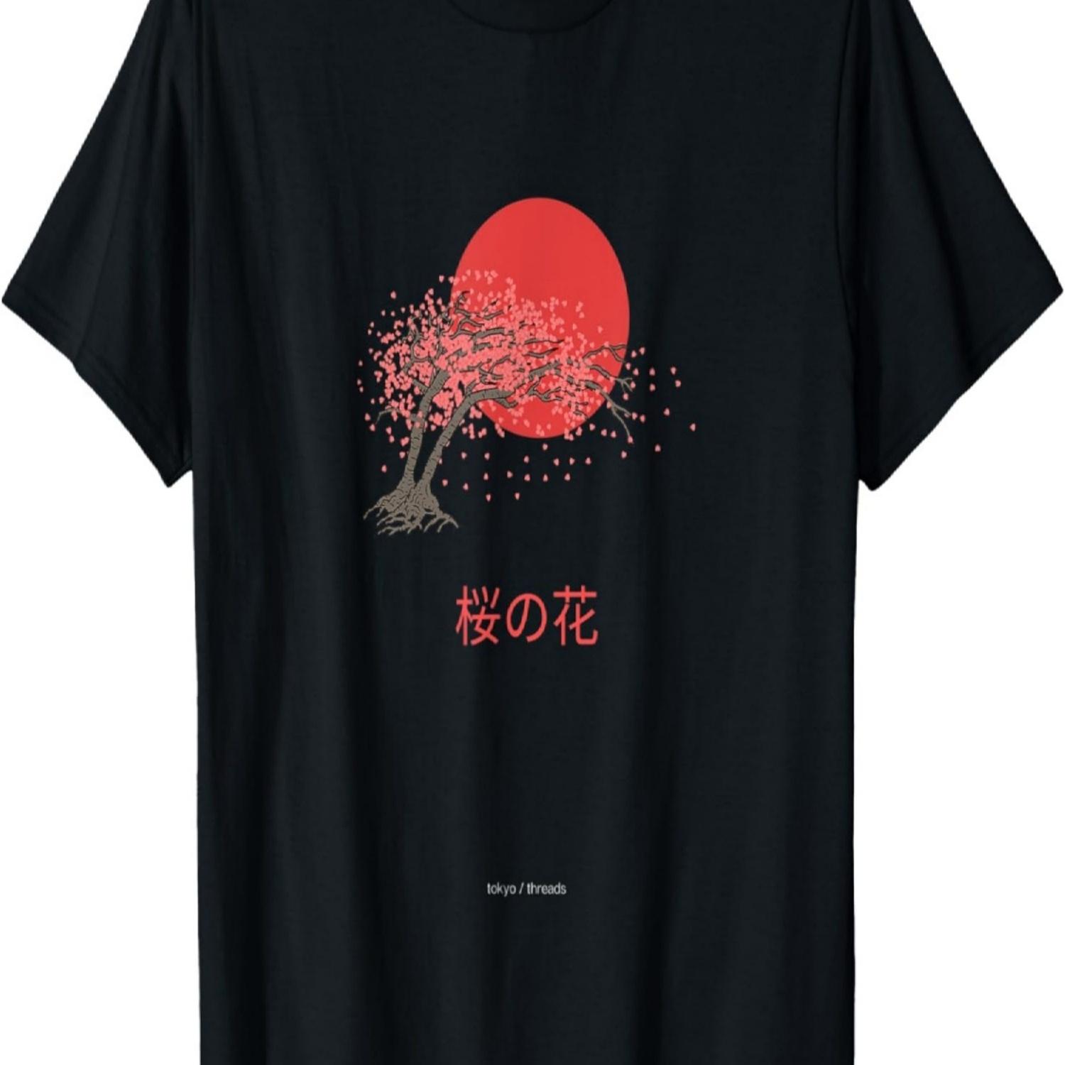 Japan Art Print Harajuku Cherry Blossom Vaporwave Aesthetic T-Shirt S