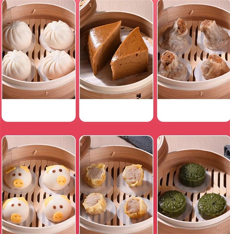 500pcs white Round suqare bamboo steamer buns Paper Liners Non-stick Oven mat BBQ Grill Paper Hamburger Patty Baking Paper