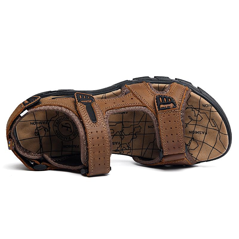 Summer Men's Leather Beach Sandal Sandals Leather Lightweight Sports Sandals Mens Genuine Leather Sandals