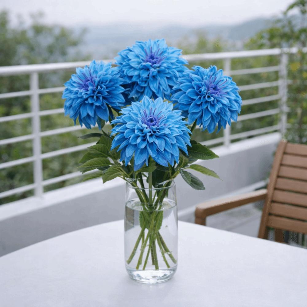 Long Branch 3D Printed Dahlia Real Touch Realistic Artificial Dahlia Branch Large Flower Artificial Faux Flower Bedroom Decor
