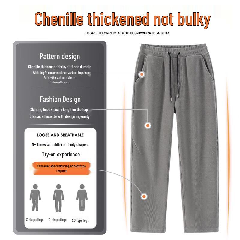 Jeanswest Men's Corduroy Fleece-Lined Straight-Leg Casual Pants