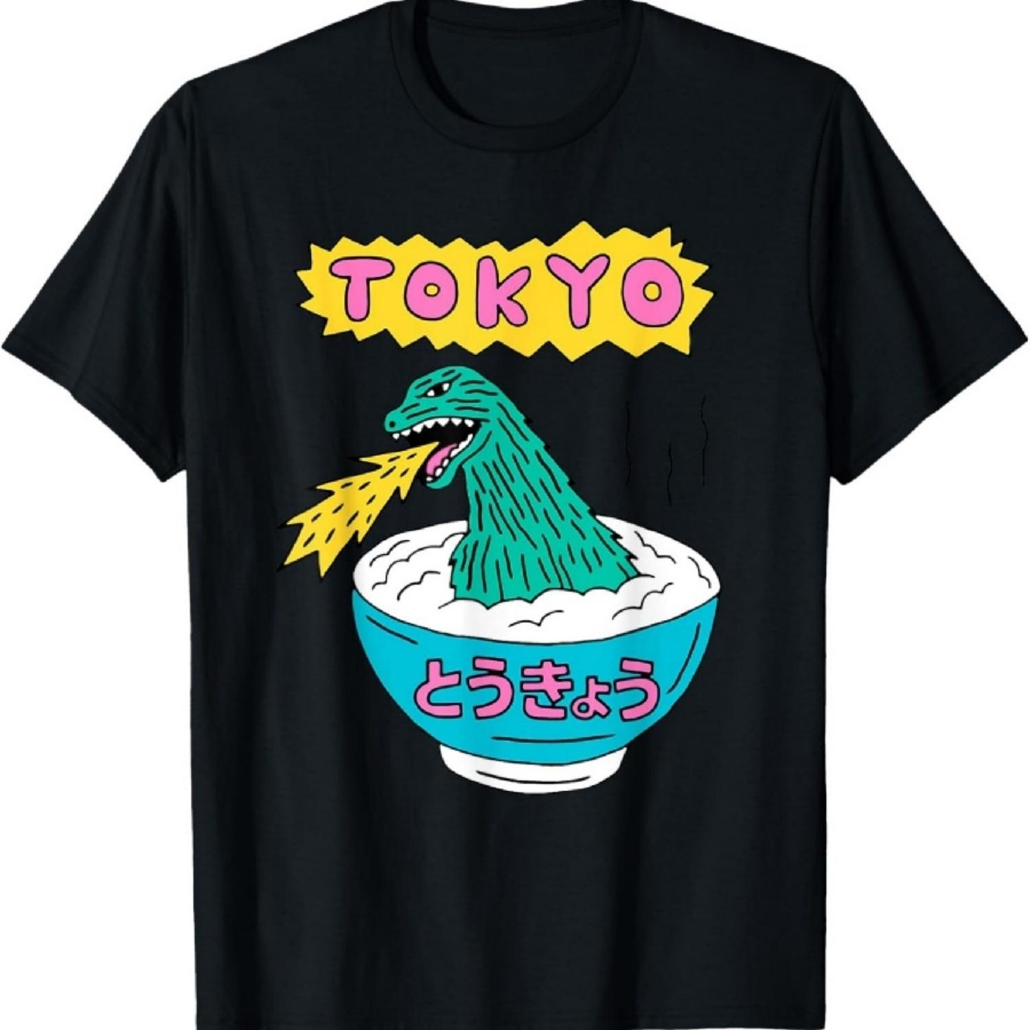 

Tokyo Japan Funny Vintage Monster Attack On Soup Ramen Gifts T-Shirt XXXXXL чорний