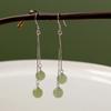 Hetian Jade Ear Hook Earring Women's High-end Temperament Ethnic Retro Earrings Cloisonne Craft Dangler Gift