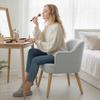 Modern Living Room Armchair Upholstered in Synthetic Linen Wooden Legs for Bedroom Office 64.5x65x79.5 cm Cream