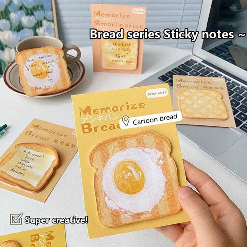30Sheets Creative  Toast Shape Convenience Sticker Message Paper Adhesive Self Sticky Sticky Notepad School Supplies