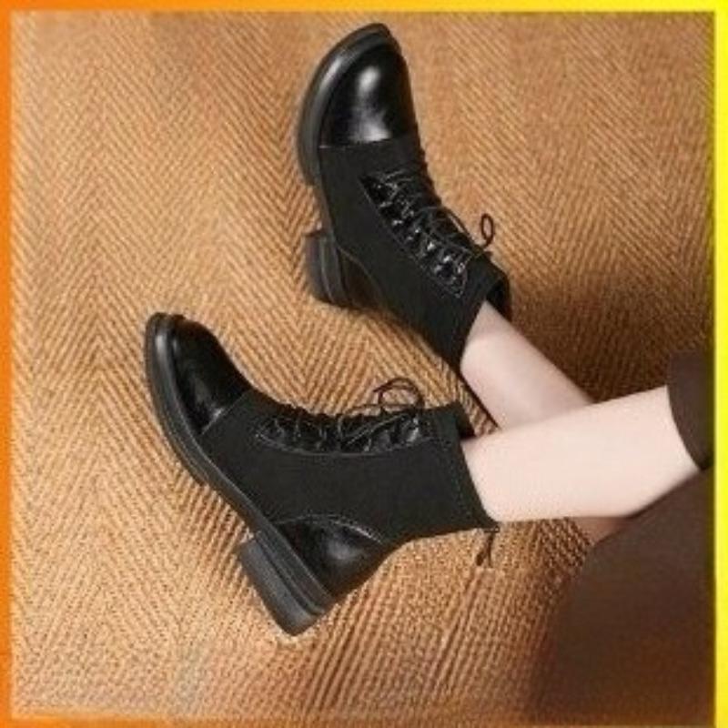 Retro Shoes, Lace-up Boots, Chunky Ankle Boots, New Fashionable Casual Shoes, Single Boots, Women's Shoes