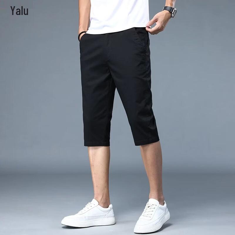 Yalu Men s Summer Ice Silk Cotton Blend Cropped Pants 31 чёрный