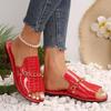 Oversized Flat Slippers with Crocodile Pattern Chain Casual Shoes for Women