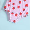 Strawberry Print Backless Bowknot Girls One-Piece Swimsuit
