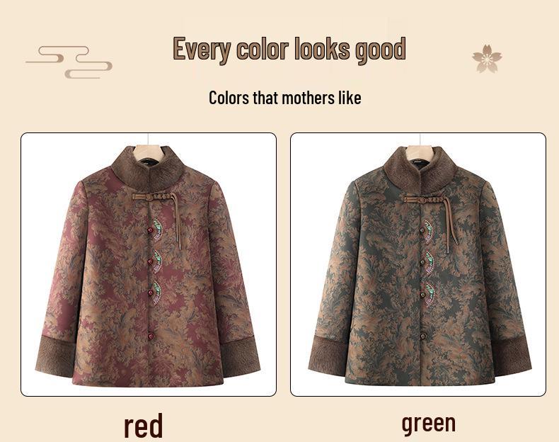 Autumn and Winter Plus Velvet Thickened Fashionable Outerwear for Middle-aged and Elderly Women