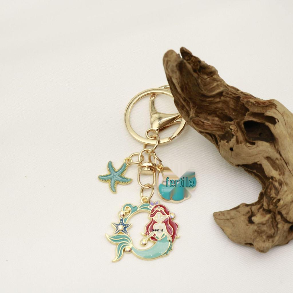 Starfish Mermaid Drip Oil Alloy Keychain Bag Pendant Ornament