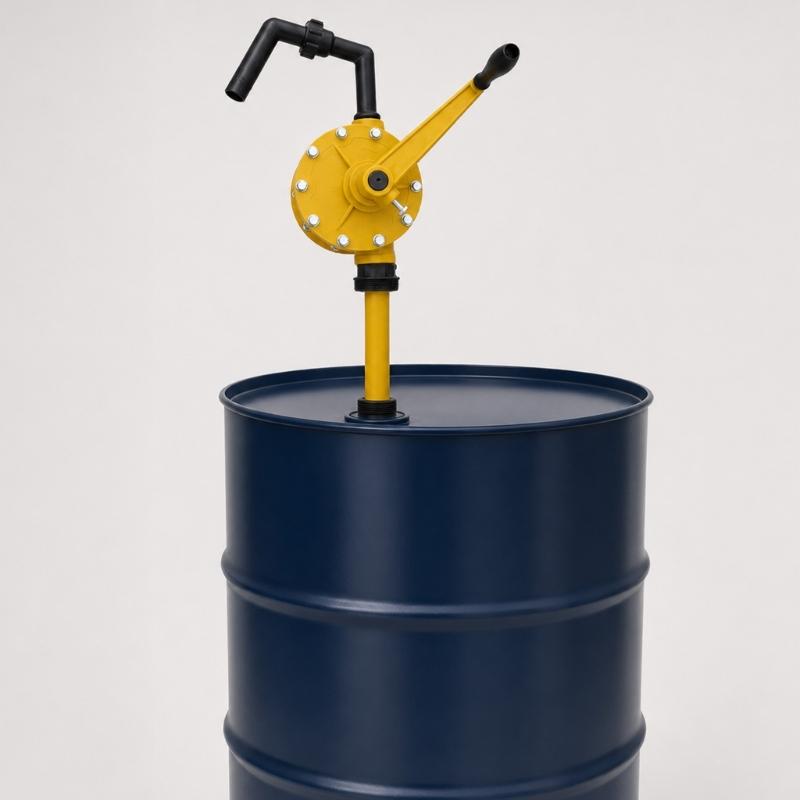 Hand Crank Drum Pump for 15 30 55 Gallon Drums, Manual Rotary Liquid Transfer Pump with 2 Inch Bung Mount for Maintenance Transfer and Storage Service