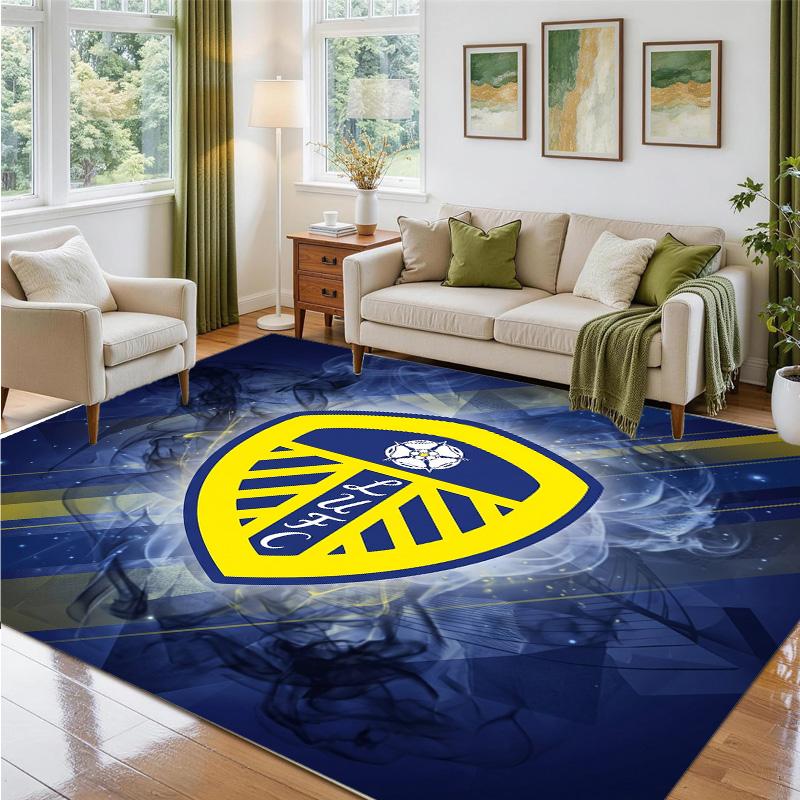 Leeds United Design Crystal Velvet Rug Soft Decorative Mat for Bedroom Entrance