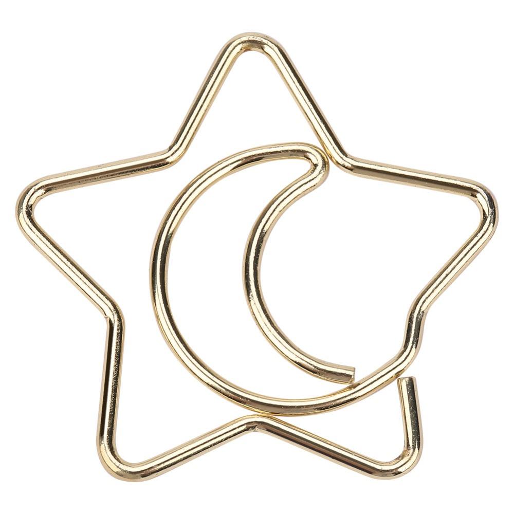 10PCS Iron Bookmark Clips Electroplating Memo Clips Bookmarks Star Moon Clips  Document Organizing