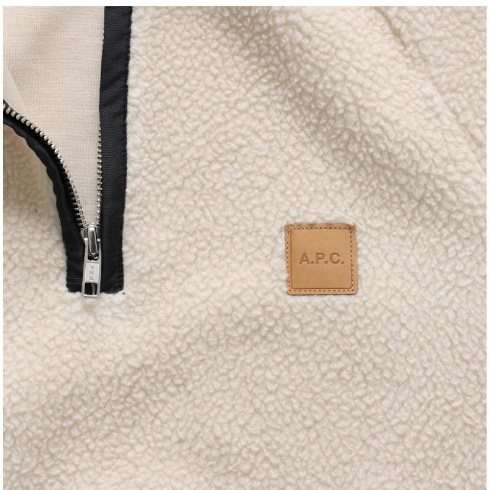 Apesse Psaif M27845 Aad Ecru Island Island Fleece Halvdragkedja Vanlig Ärm T-shirt
