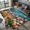 Beach Sand Ocean Wave Rug with Starfish Seashells for Living Room Bedroom Balcony Decor Non Slip Carpet Summer Vacation Perfect