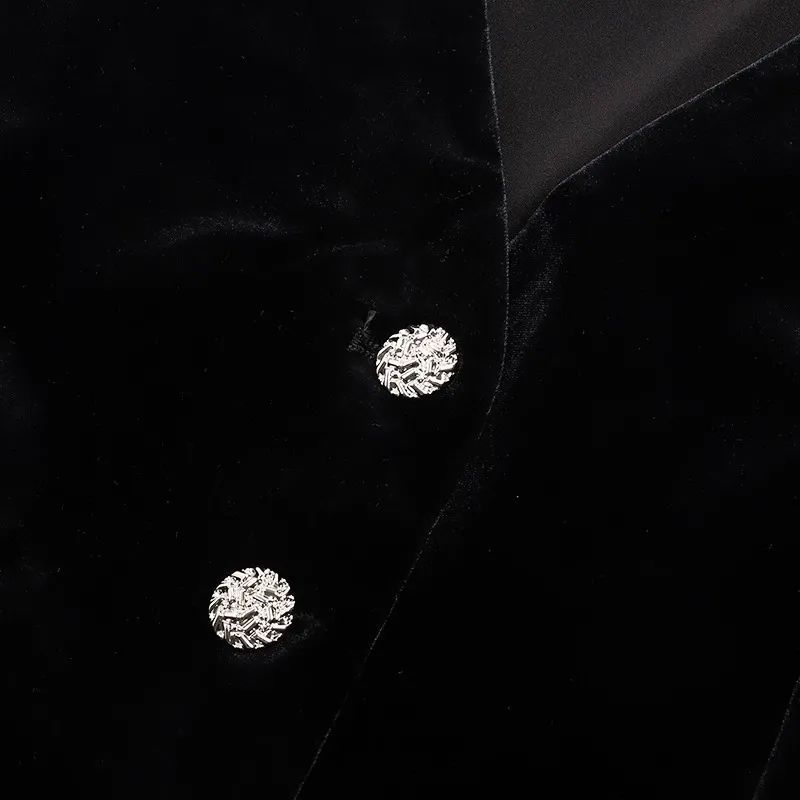 Módní sametová vesta Dámská bezrukávová bunda se vsadkami Top