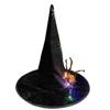 Large Black Witches Witch Hat for Women Led Light Up Witch Caps Halloween Cosplay Costume Accessory for Women Girls
