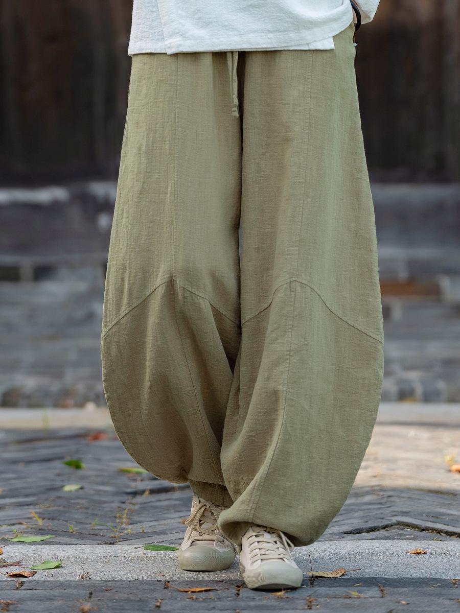 

Women s Spring Retro Zen Loose Ramie Cotton Linen Harem Pants for Kung Fu Meditation One Size