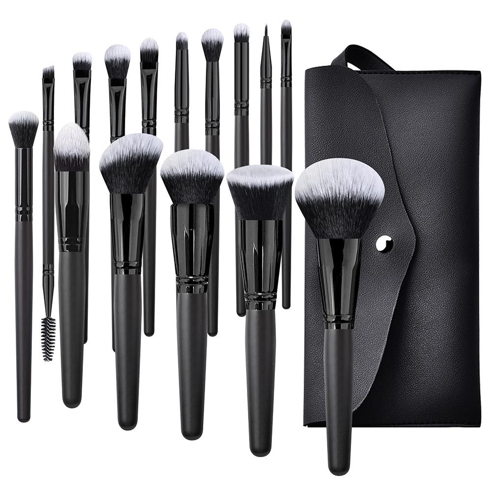 15-Piece High-End Makeup Brush Set: Black Powder, Eyeshadow, Blush & Multifunctional Tools