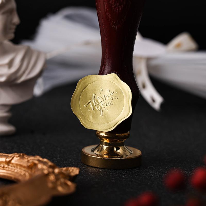 150 Pcs Roll Creative Gold 3D Imitation Wax Seal Diy Thank You Stickers Diary Album Stick Envelope Label Decoration Sticker Gfit