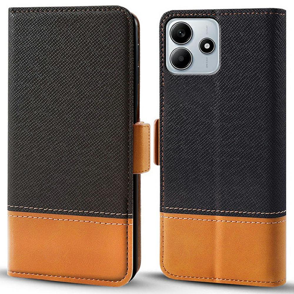 

For Xiaomi Redmi Note 14 5G Case Color Splicing PU Leather Wallet Phone Cover C