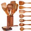 Ensemble d'ustensiles de cuisine en bois avec poignées pour la cuisine maison Outils de cuisson